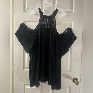 Torrid Black Lace Cold Shoulder Blouse